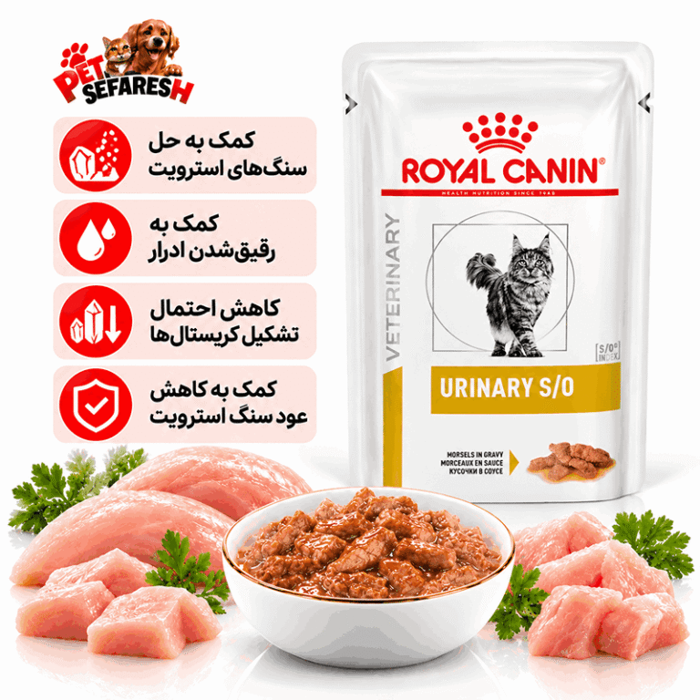 پوچ گربه یورینری اس او رویال کنین ۸۵ گرمی غذای مرطوب رژیمی دامپزشکی