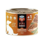 کنسرو سگ فاکس FOX پته طعم مرغ و جگر وزن 500 گرم