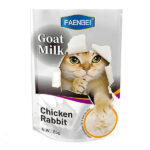 پوچ گربه فنبی(FAENBEI) طعم مرغ و خرگوش در شیر بز وزن ۸۵ گرم