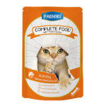پوچ گربه فنبی مدل COMPLETE FOOD طعم سالمون و گوشت و روغن ماهی85 گرمی