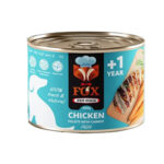 کنسرو سگ فاکس FOX طعم مرغ و هویج وزن 500 گرم